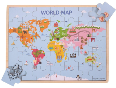Bigjigs Toys Dřevěná puzzle mapa světa