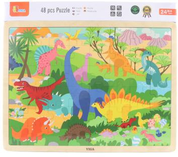 Dřevěné puzzle 48 dílků - dinosauři