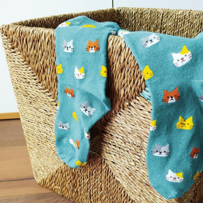 Ponožky s kočičkami - modré