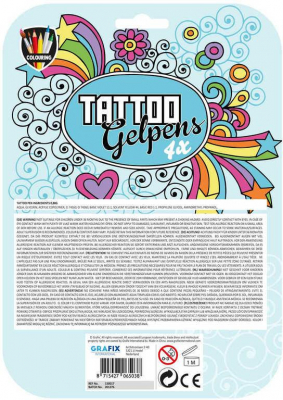 GRAFIX Pera tetovací třpytivá barevná set 4 ks na kartě