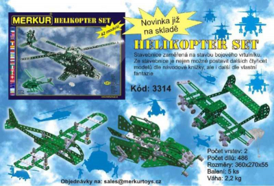 MERKUR Helicopter set 515 dílků *KOVOVÁ STAVEBNICE*