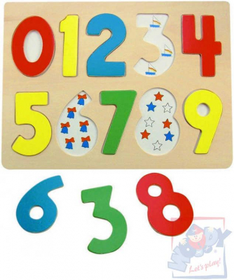 WOODY DŘEVO Puzzle vkládací abeceda s beruškami na desce