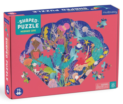 Mudpuppy Zátoka mořských víl - puzzle ve tvaru mušle 75 dílků Poškozený obal
