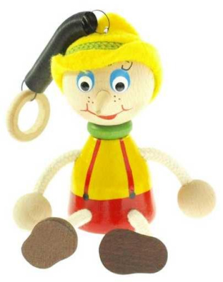 Pinocchio s kloboukem na pružině