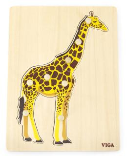 Dřevěná montessori vkládačka - žirafa